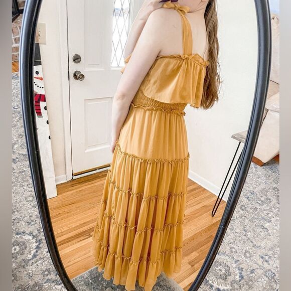 Misa Los Angeles Carmela Maxi Dress Yellow Gold Mustard XS - Picture 2 of 10